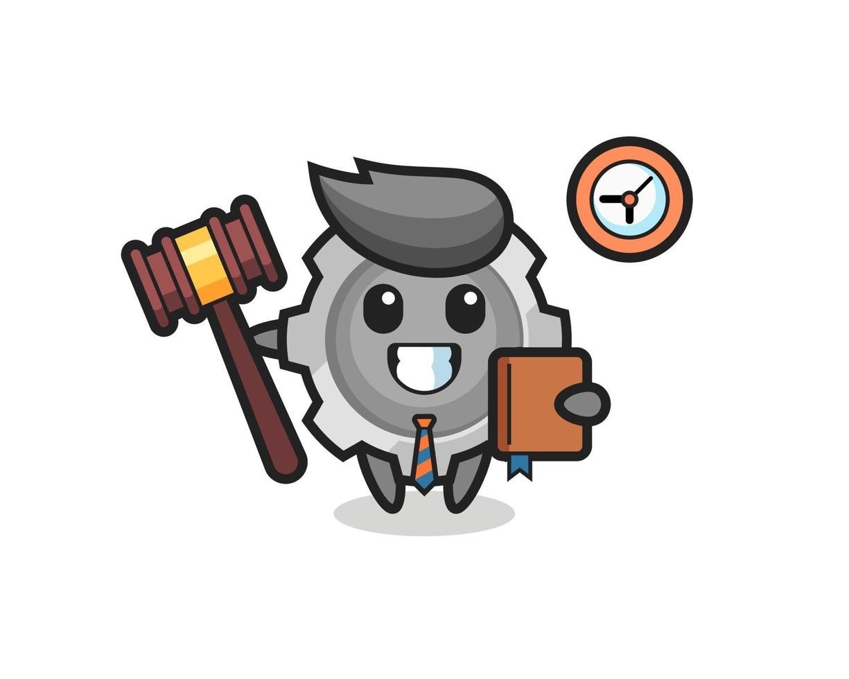 Mascot cartoon of gear as a judge vector