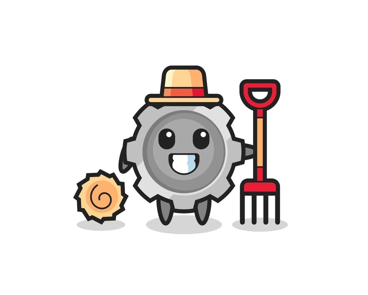 Mascot character of gear as a farmer vector