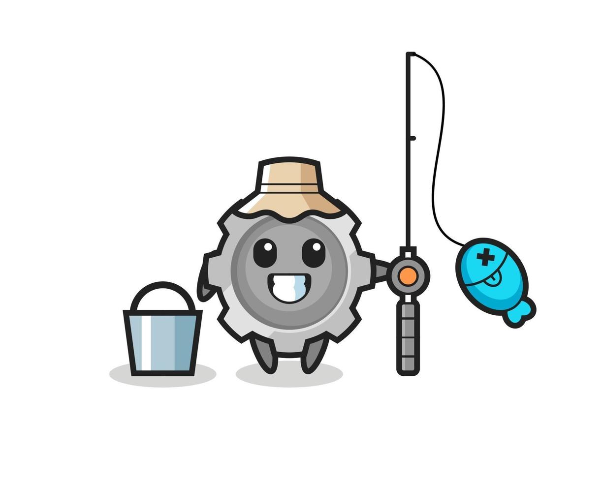 Mascot character of gear as a fisherman vector