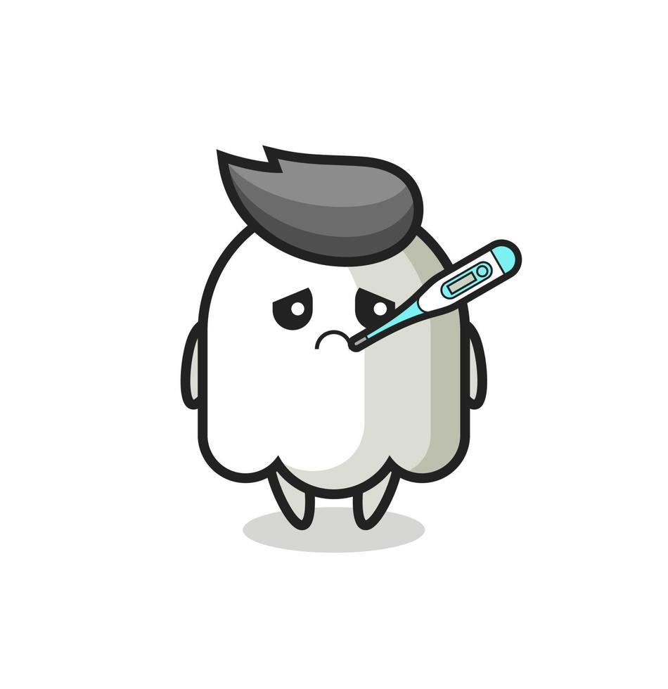 ghost mascot character with fever condition vector