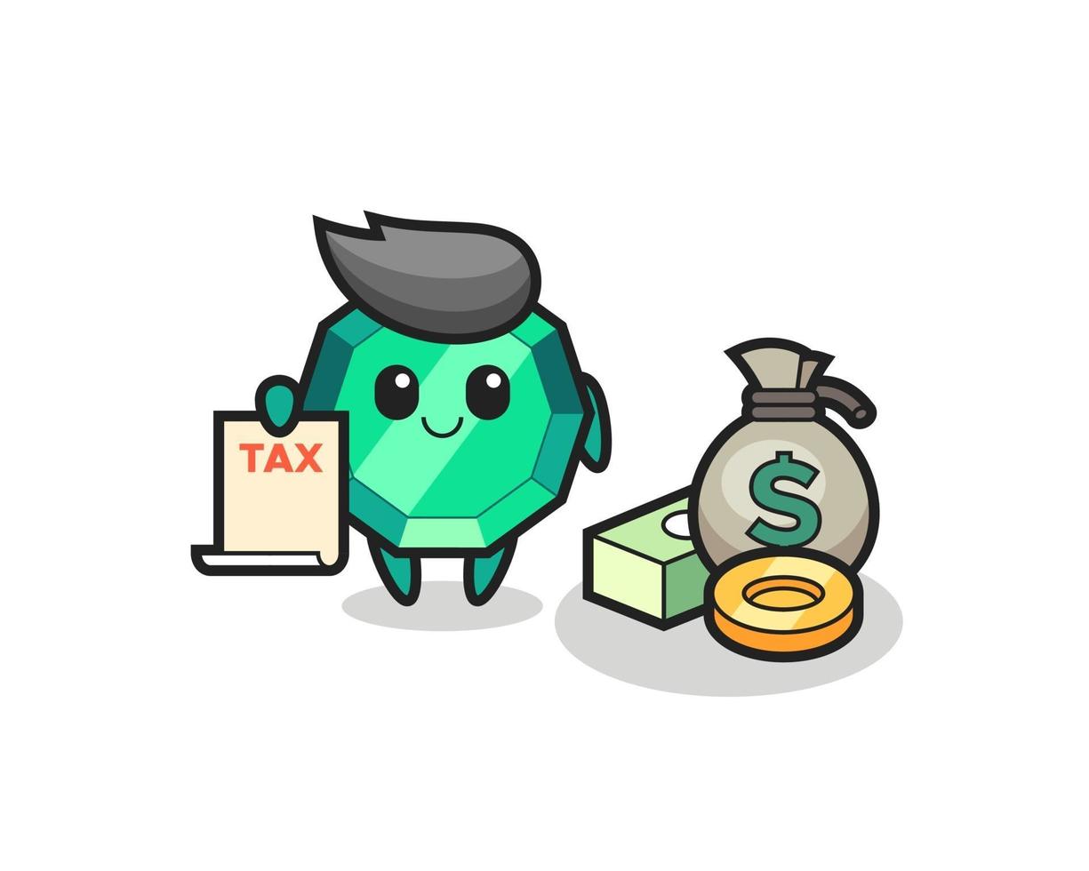 Character cartoon of emerald gemstone as a accountant vector
