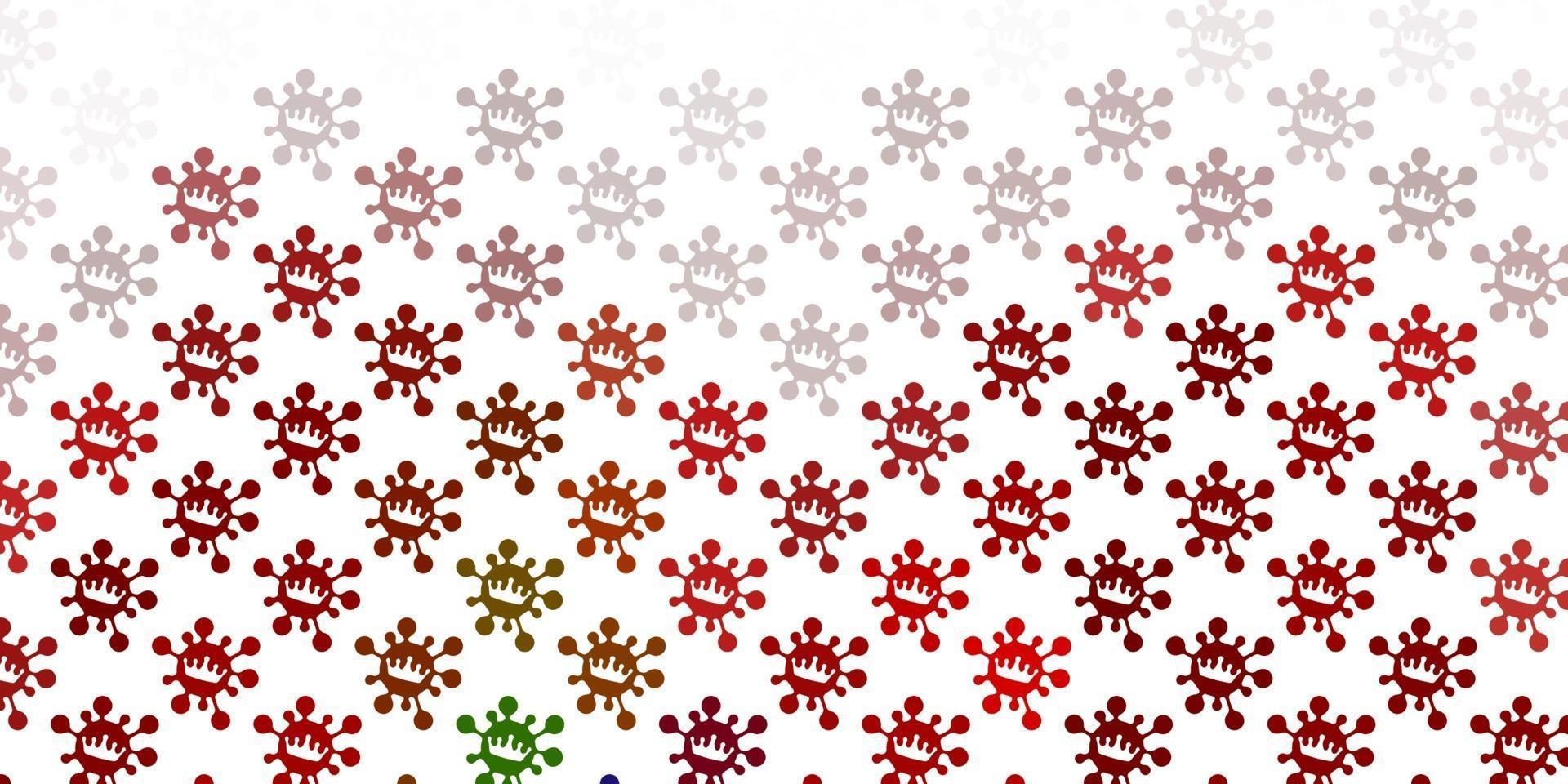 Light green, red vector backdrop with virus symbols.