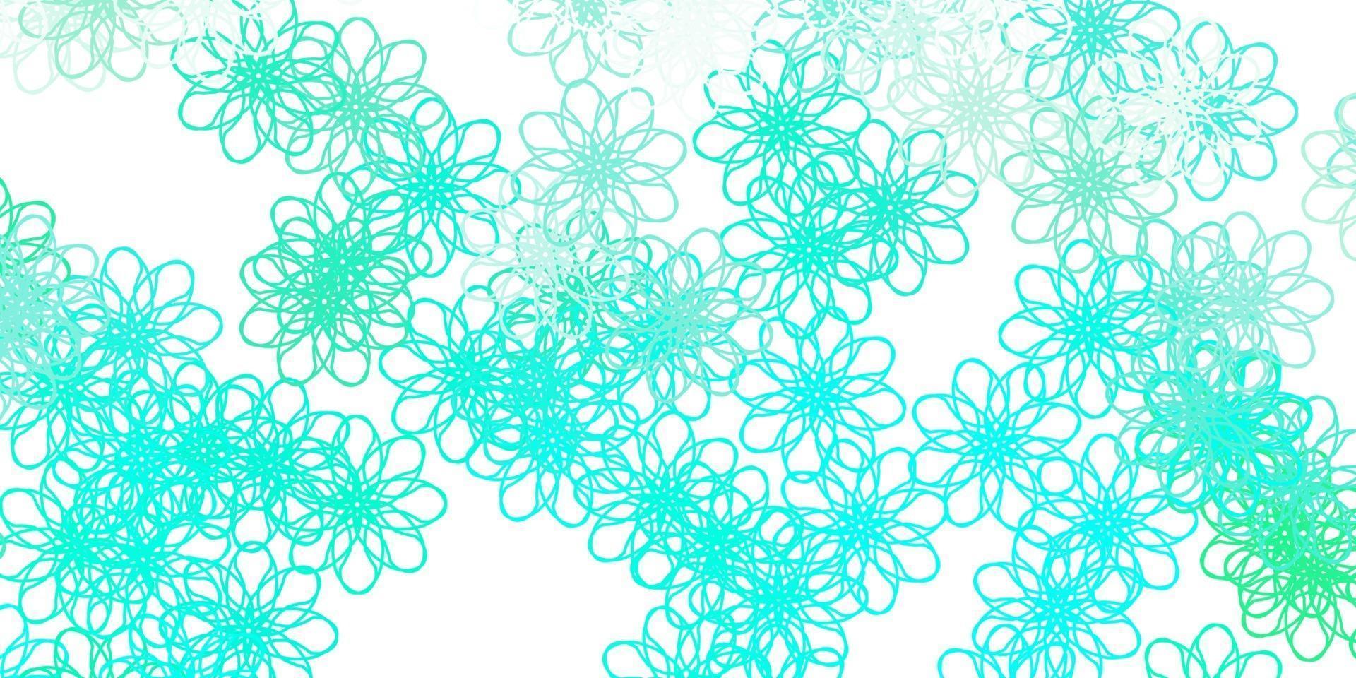 plantilla de doodle de vector verde claro con flores.