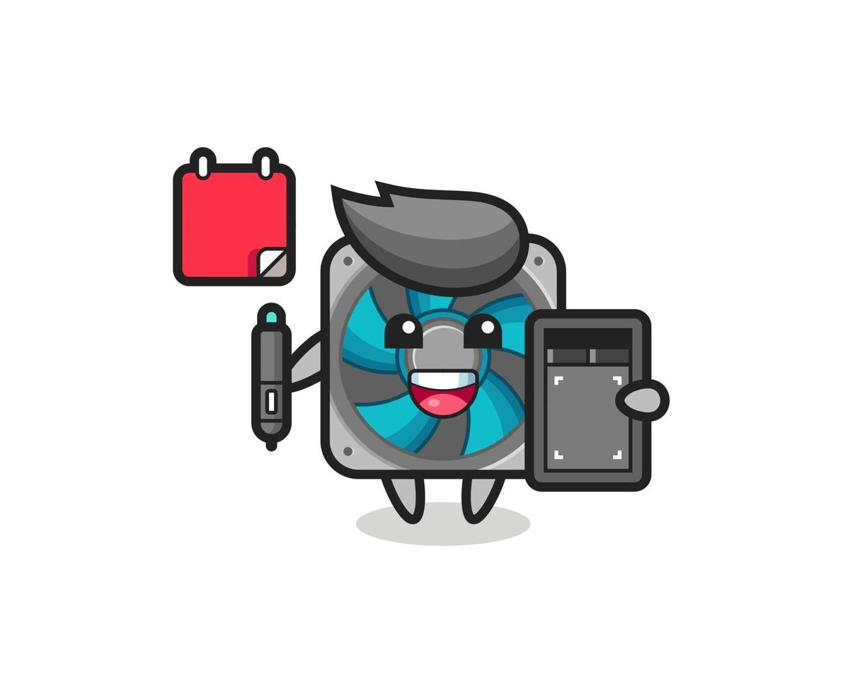 Illustration of computer fan mascot as a graphic designer vector
