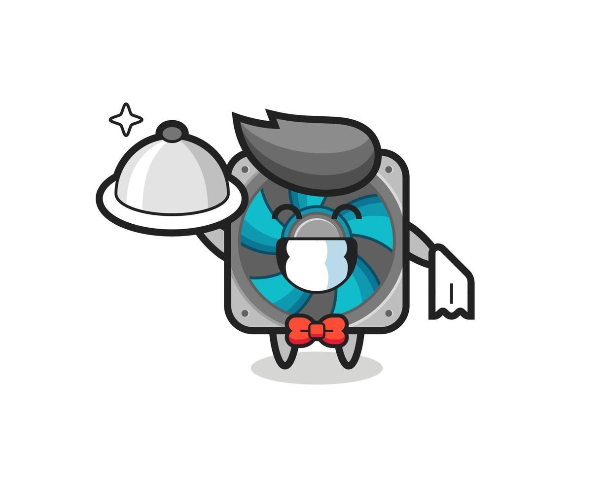 Character mascot of computer fan as a waiters vector