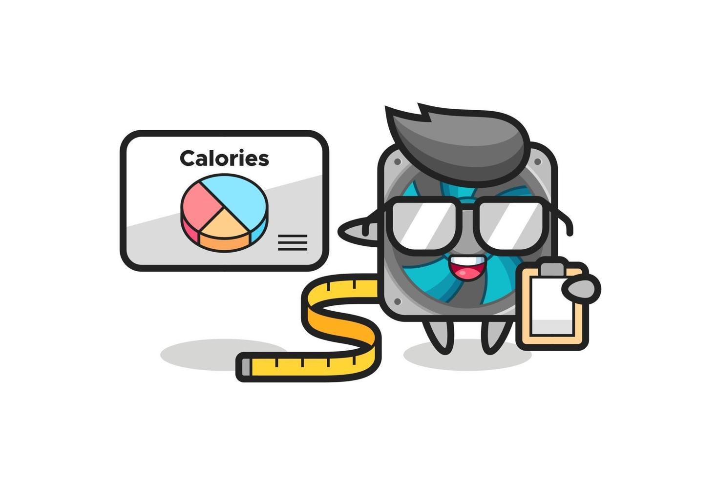 Illustration of computer fan mascot as a dietitian vector