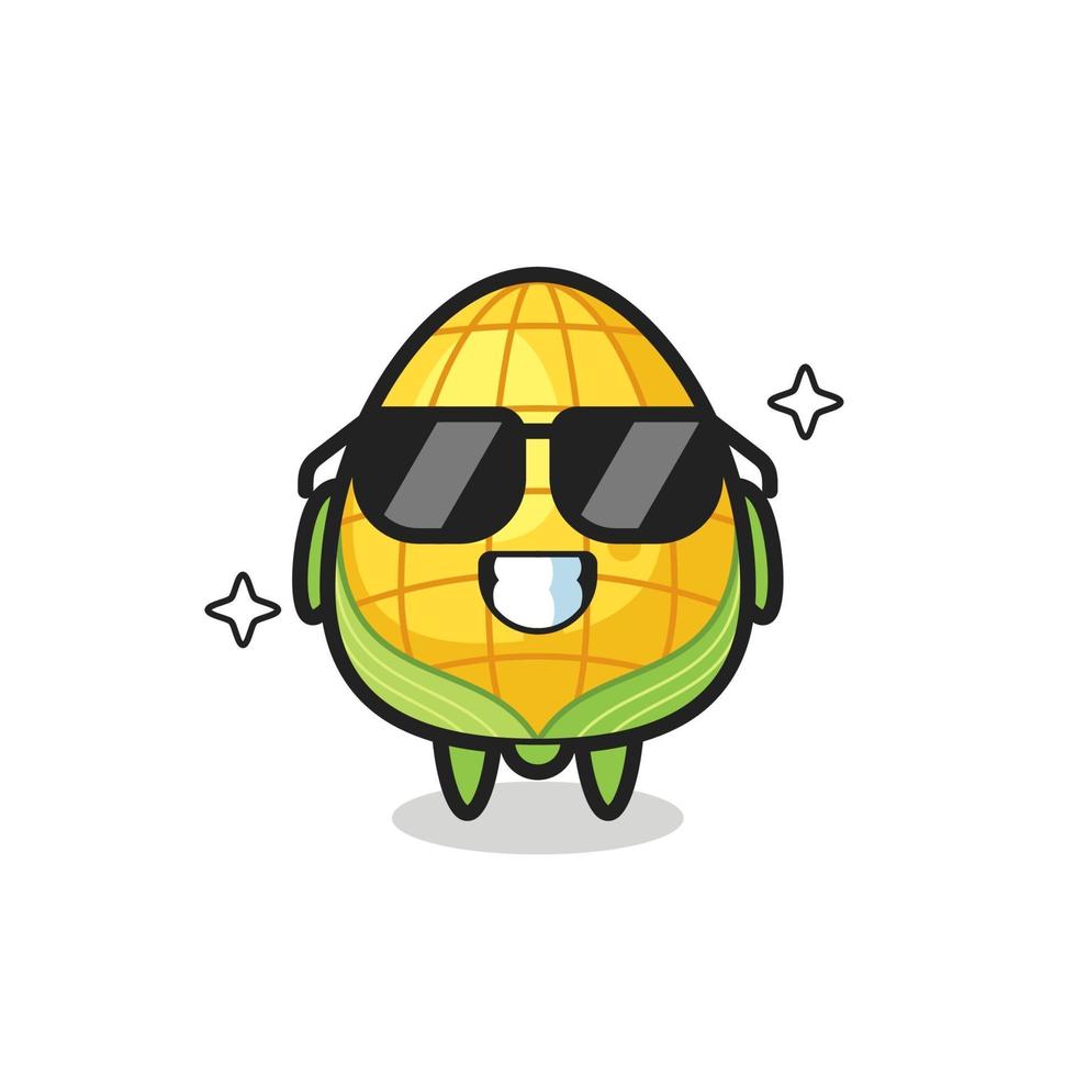 Cartoon mascot of corn with cool gesture vector