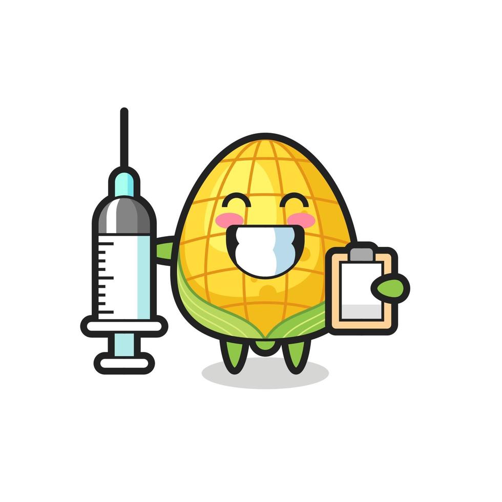 ilustración de mascota de maíz como médico vector