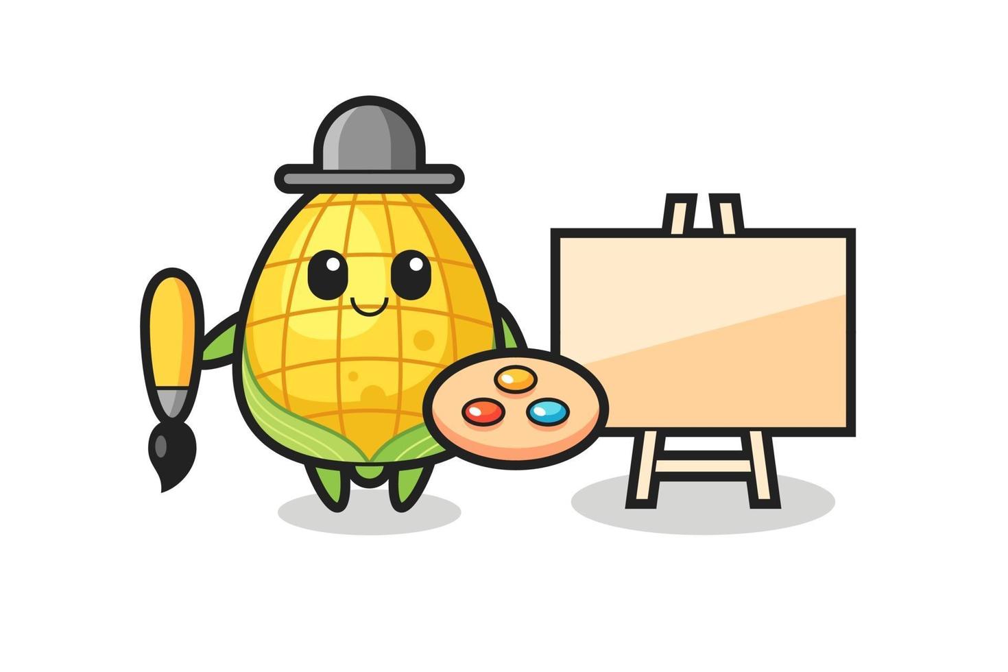 Illustration of corn mascot as a painter vector