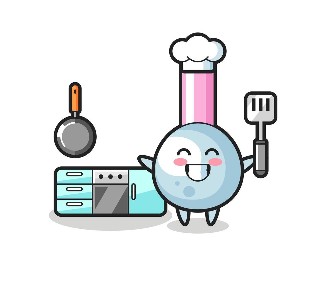 ilustración de personaje de bastoncillo de algodón mientras un chef está cocinando vector