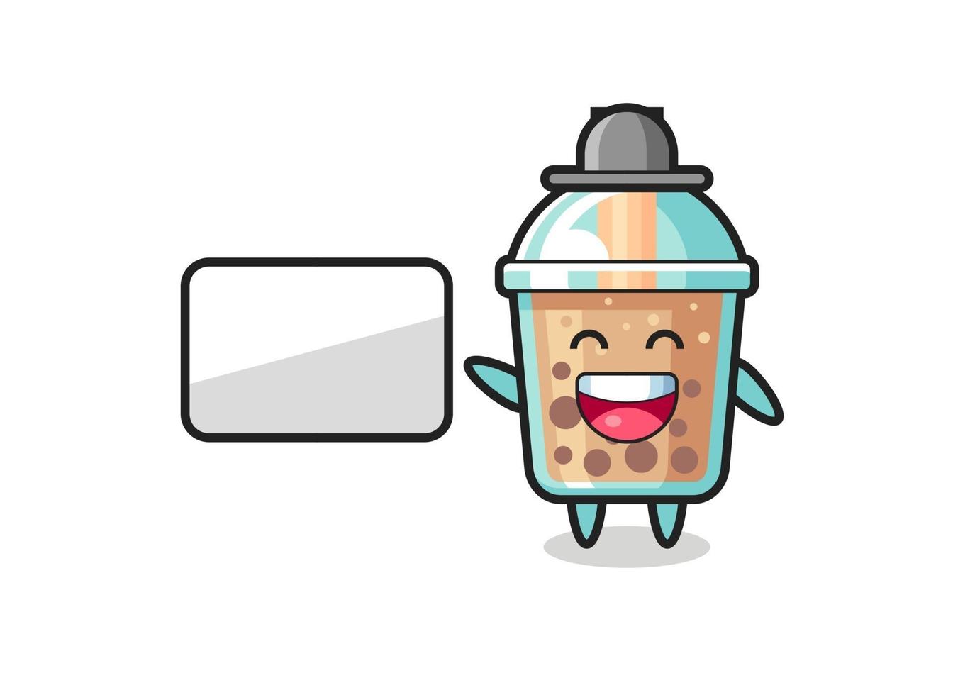 bubble tea cartoon illustration doing a presentation vector