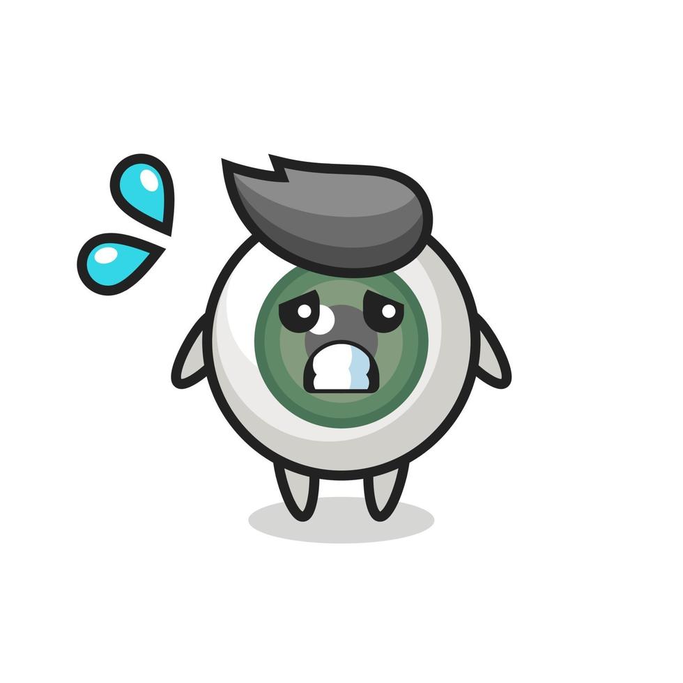 eyeball mascot character with afraid gesture vector