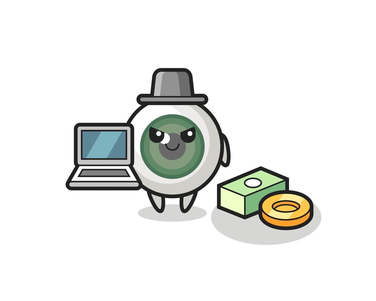 Mascot Illustration of eyeball as a hacker vector