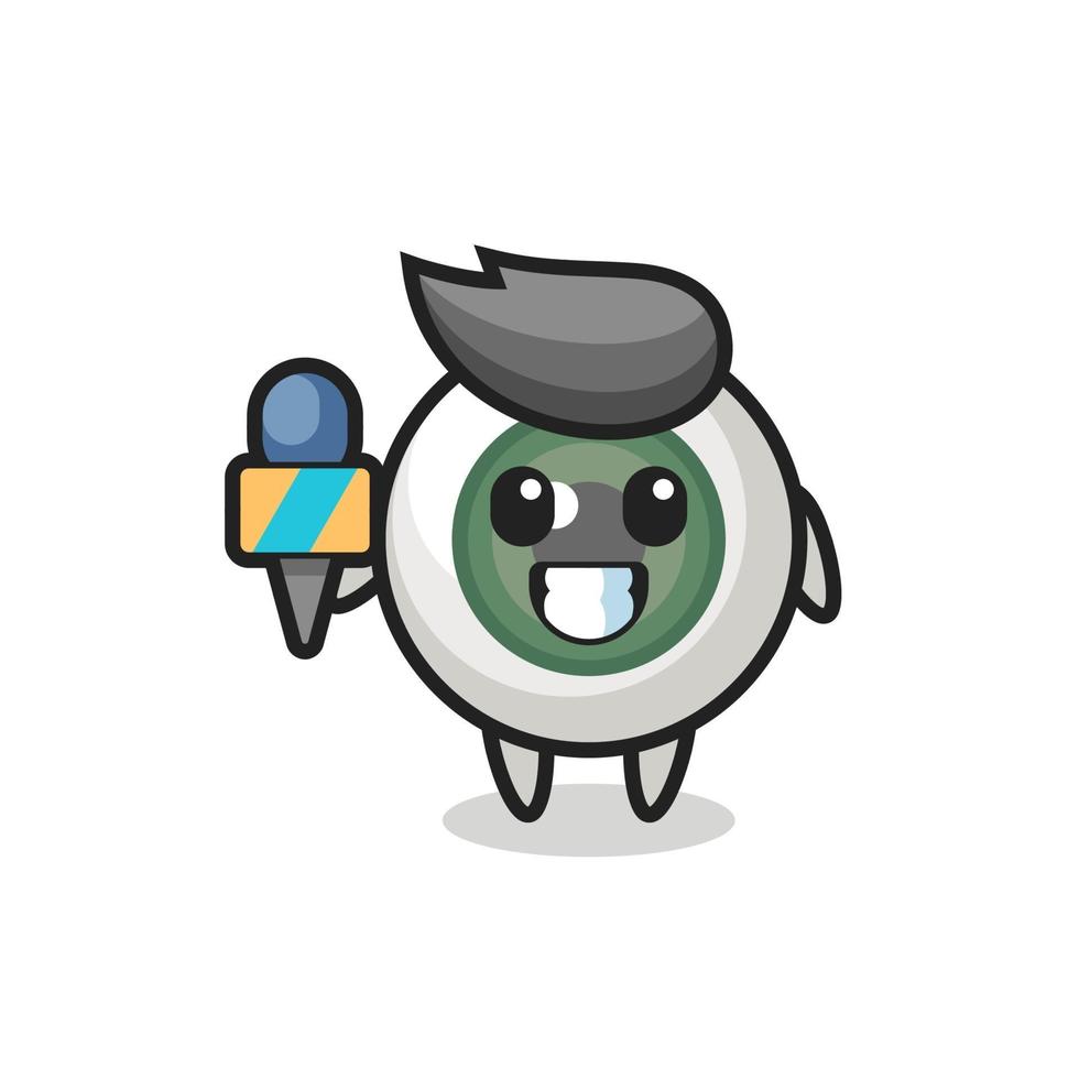 mascota de personaje de globo ocular como reportero de noticias. vector