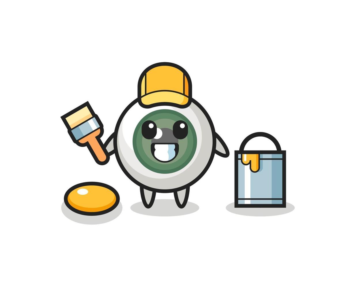 Character Illustration of eyeball as a painter vector