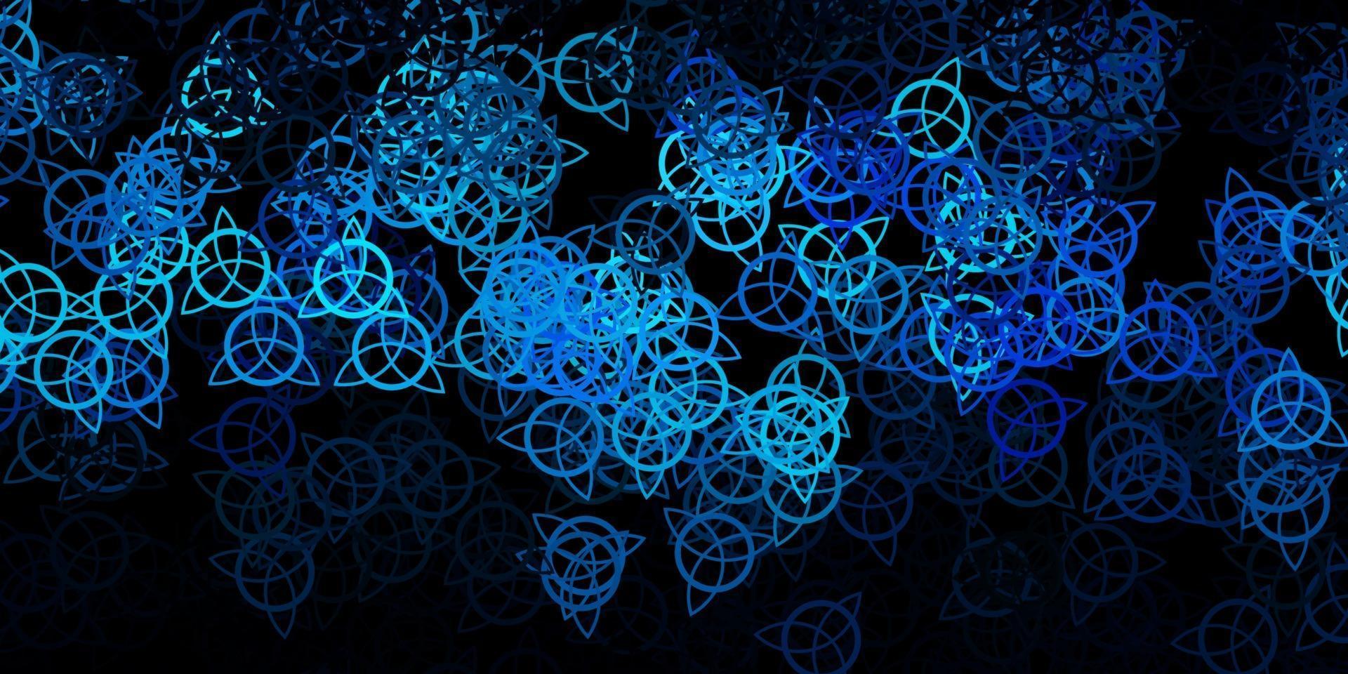 Dark BLUE vector background with occult symbols.