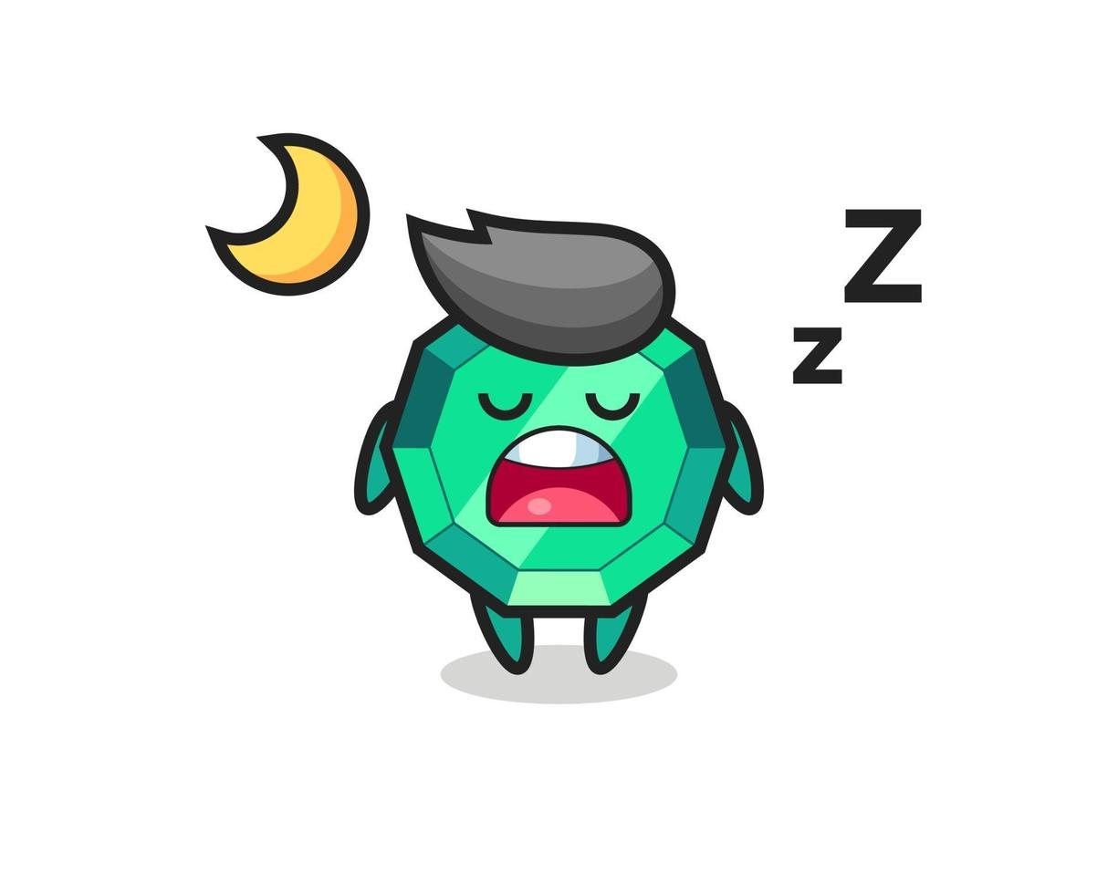 emerald gemstone character illustration sleeping at night vector