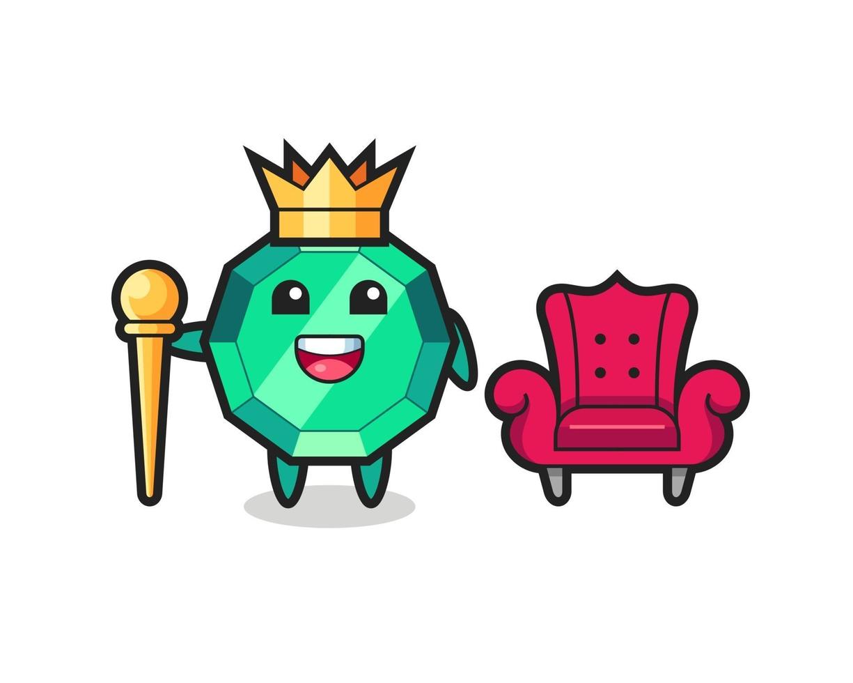 Mascot cartoon of emerald gemstone as a king vector