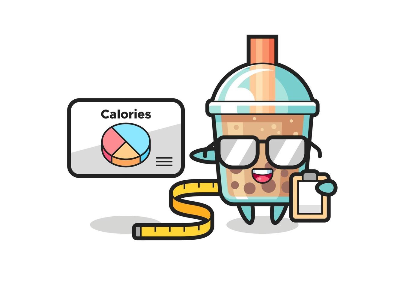 Illustration of bubble tea mascot as a dietitian vector