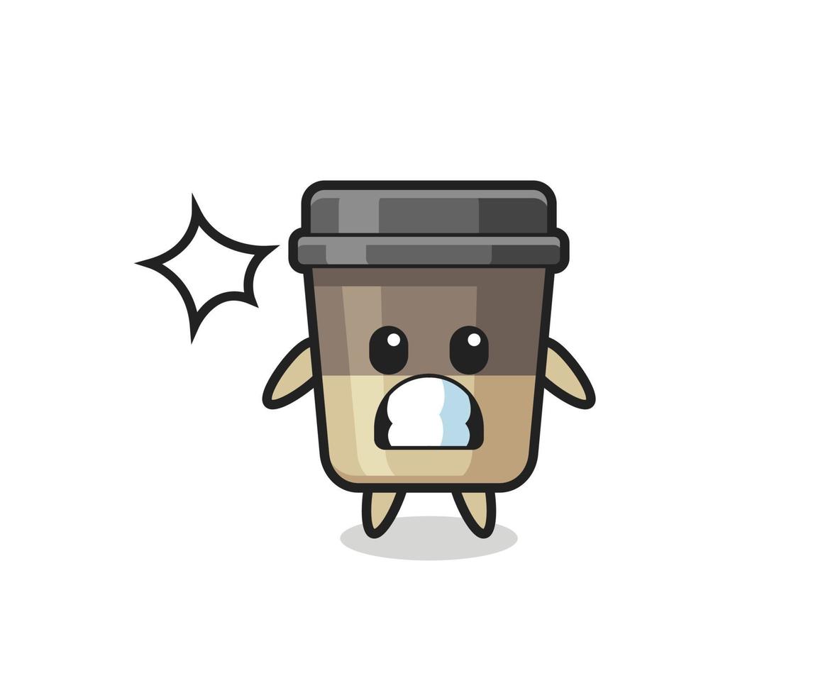 coffee cup character cartoon with shocked gesture vector
