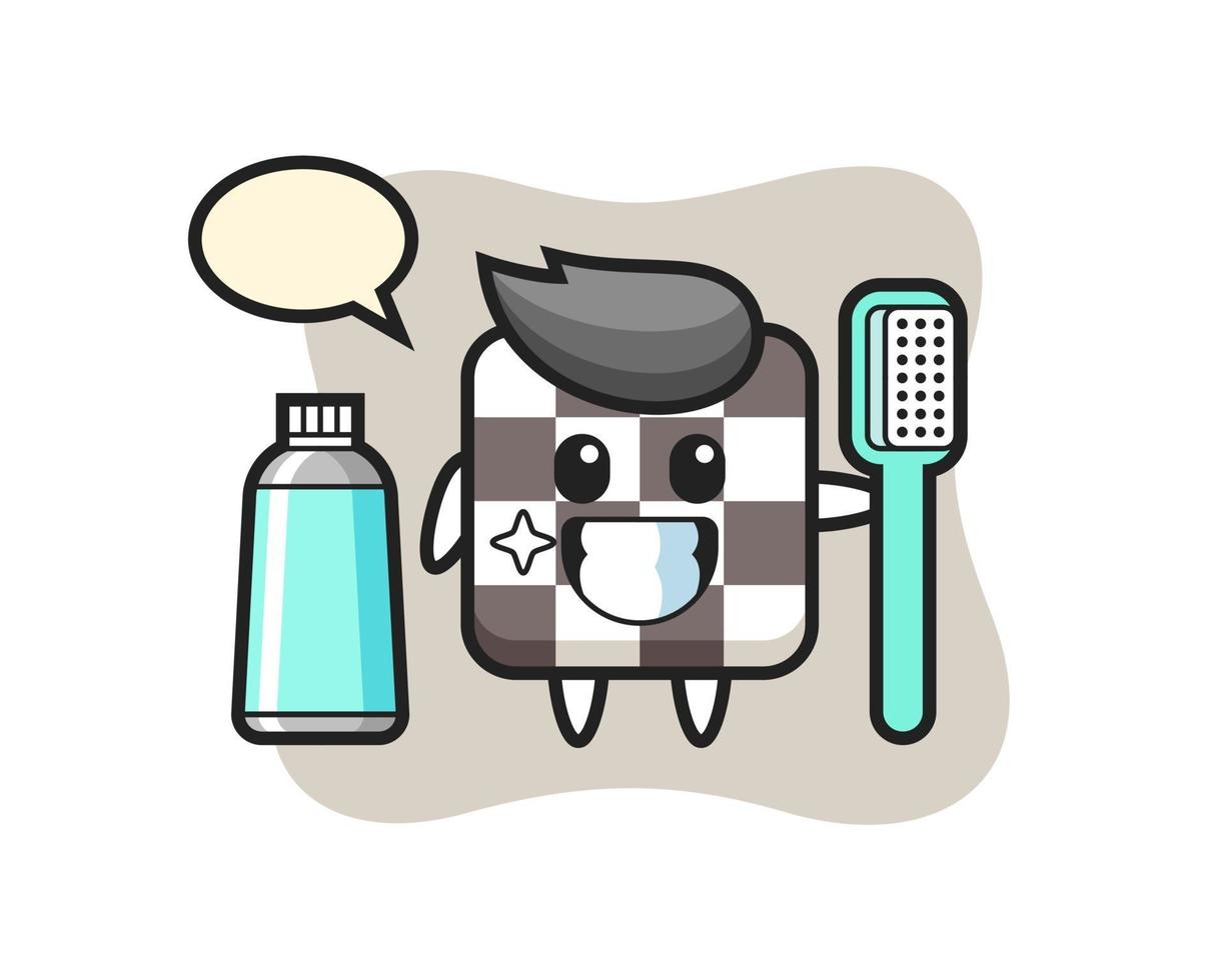 Mascot Illustration of chess board with a toothbrush vector