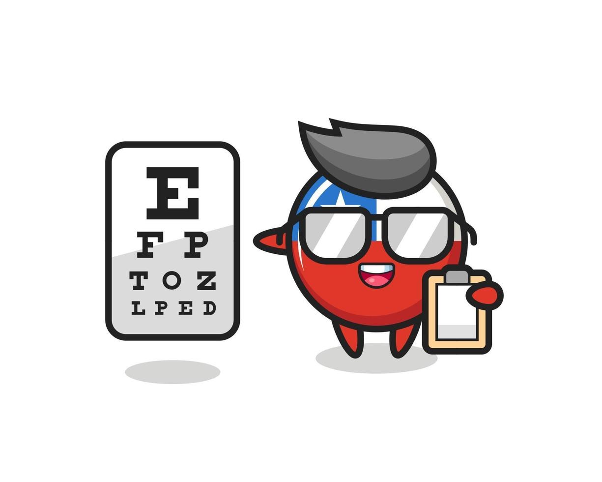 Illustration of chile flag badge mascot as an ophthalmology vector