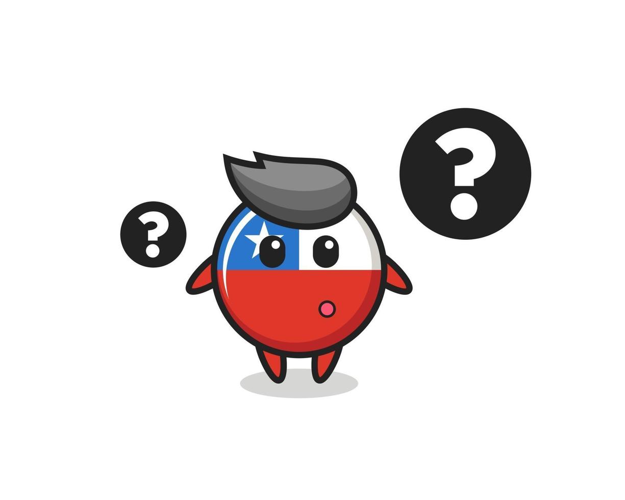 Cartoon Illustration of chile flag badge with the question mark vector