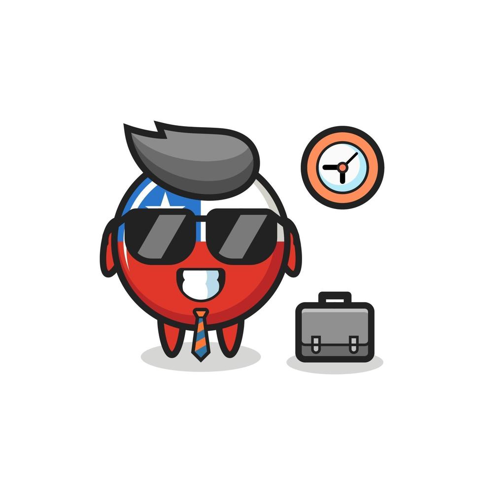 mascota de dibujos animados de la insignia de la bandera de chile como empresario vector