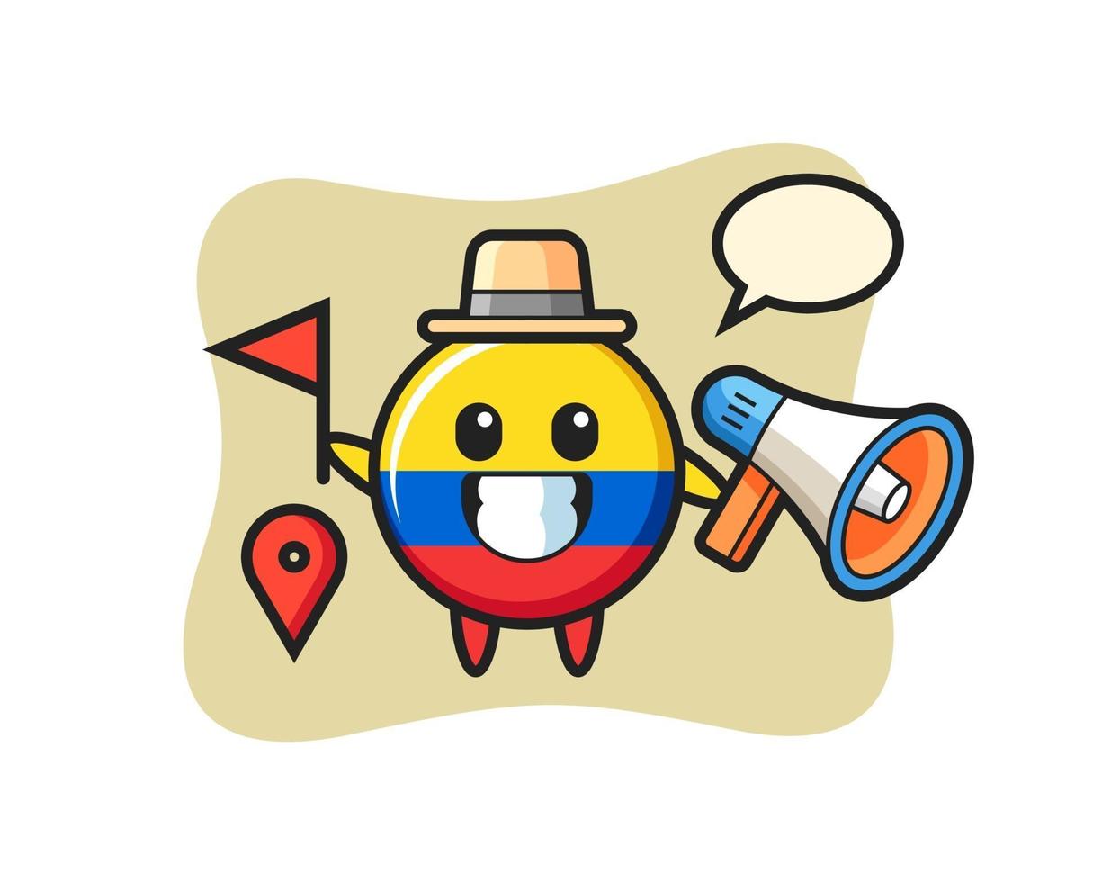 Character cartoon of colombia flag badge as a tour guide vector