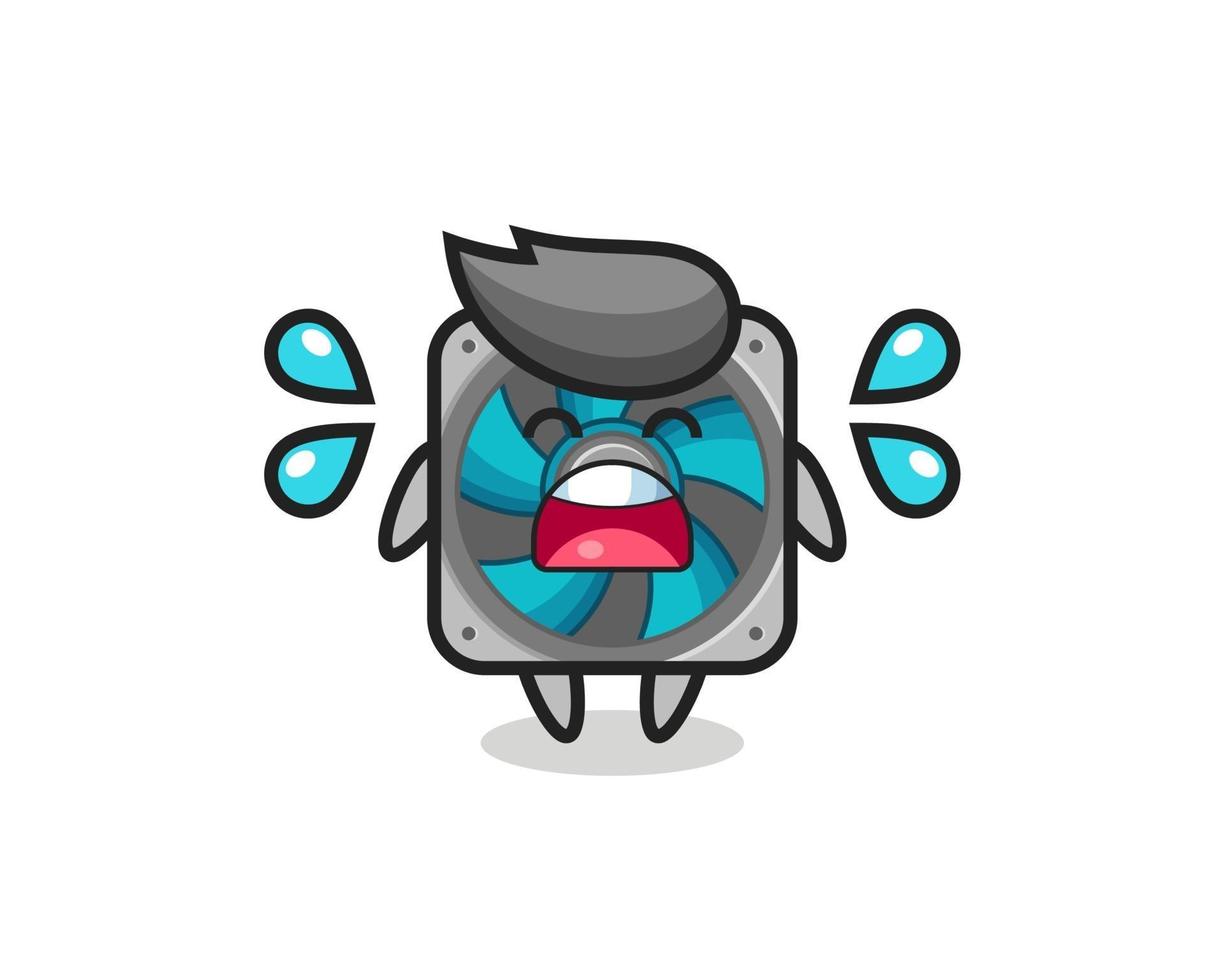 computer fan cartoon illustration with crying gesture vector