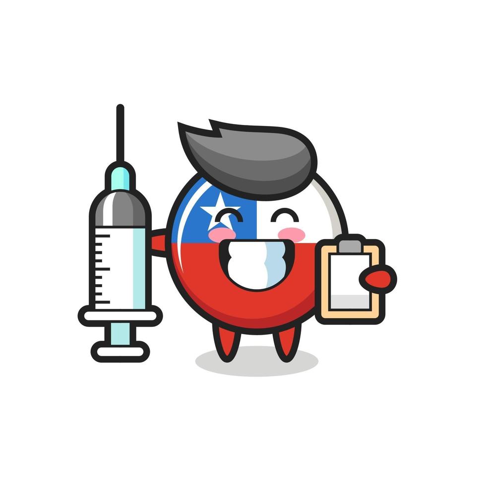 Ilustración de la mascota de la insignia de la bandera de Chile como médico vector