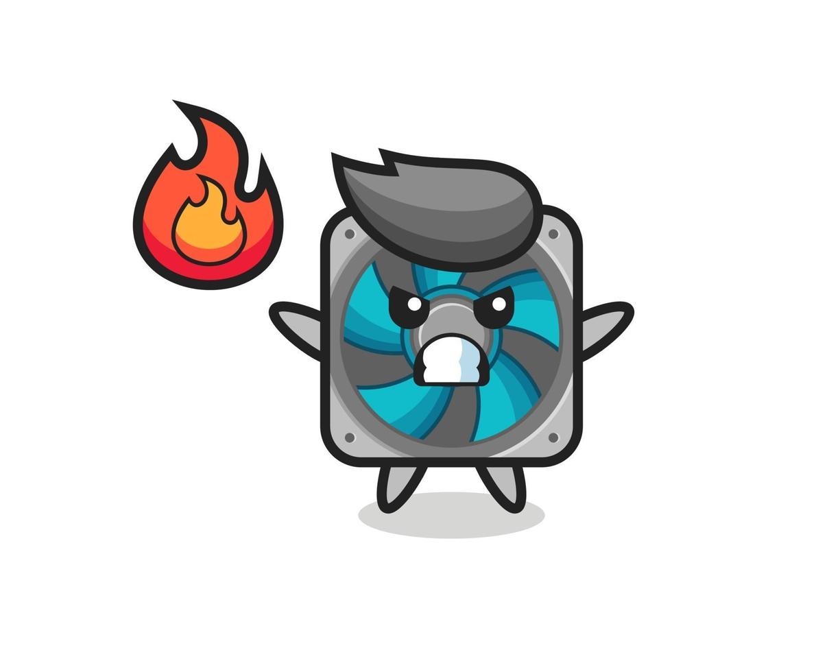 computer fan character cartoon with angry gesture vector