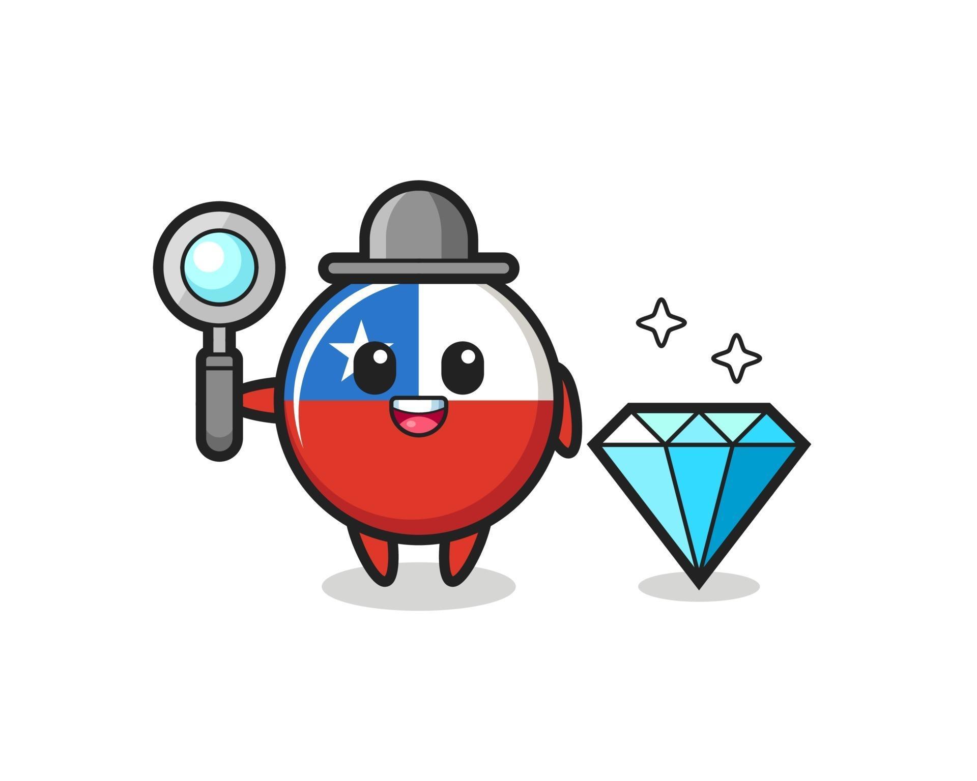 Illustration of chile flag badge character with a diamond 3269735