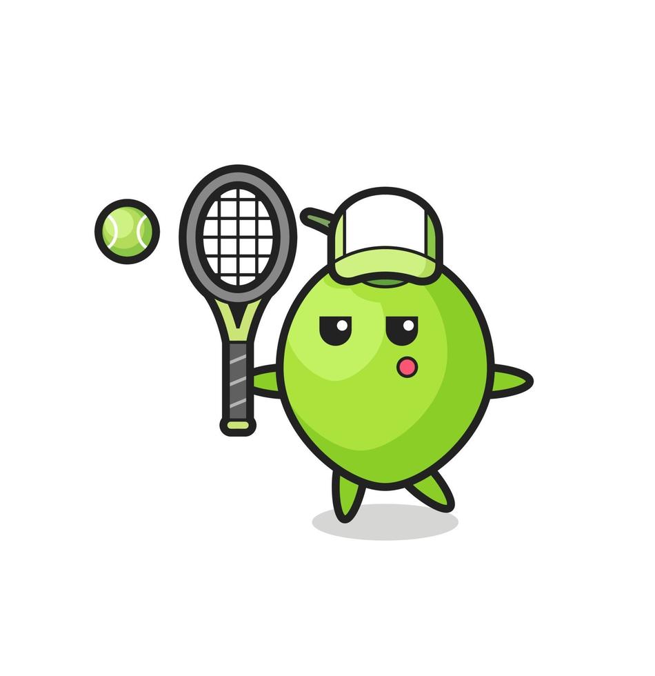 Cartoon character of coconut as a tennis player vector