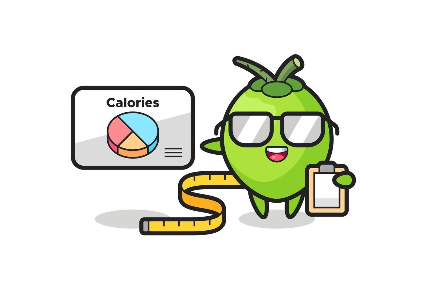 Illustration of coconut mascot as a dietitian vector