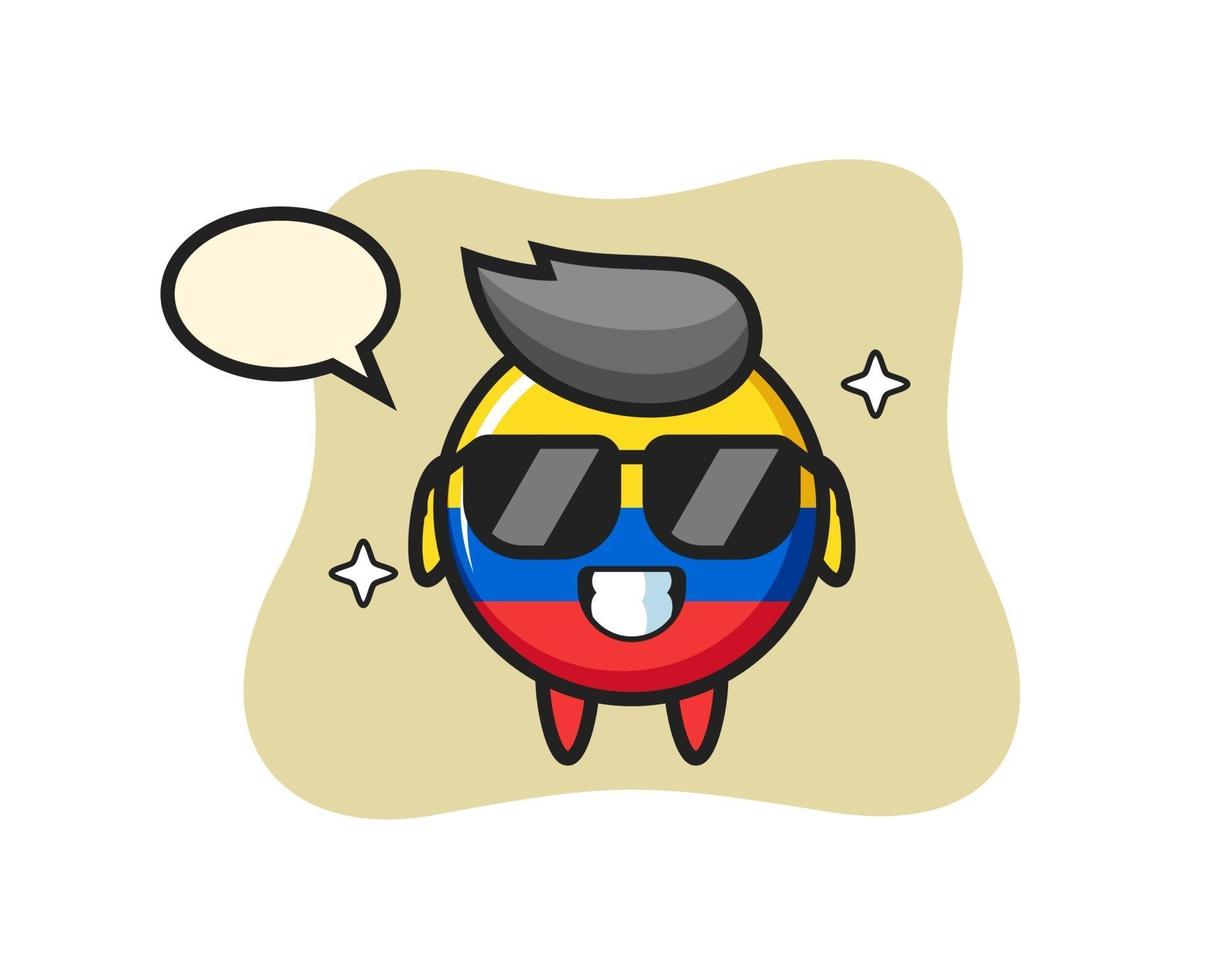 Cartoon mascot of colombia flag badge with cool gesture vector