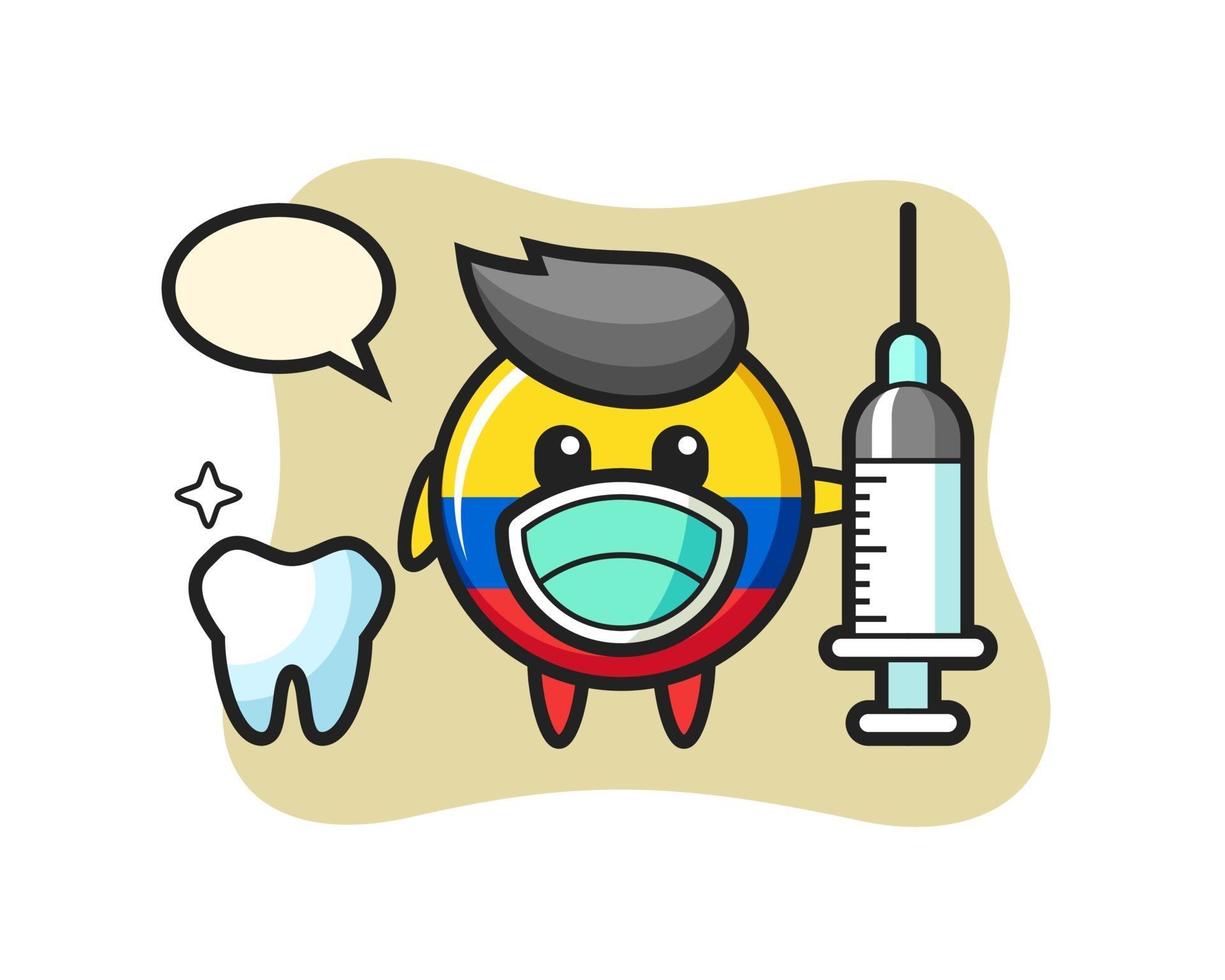 Mascot character of colombia flag badge as a dentist vector