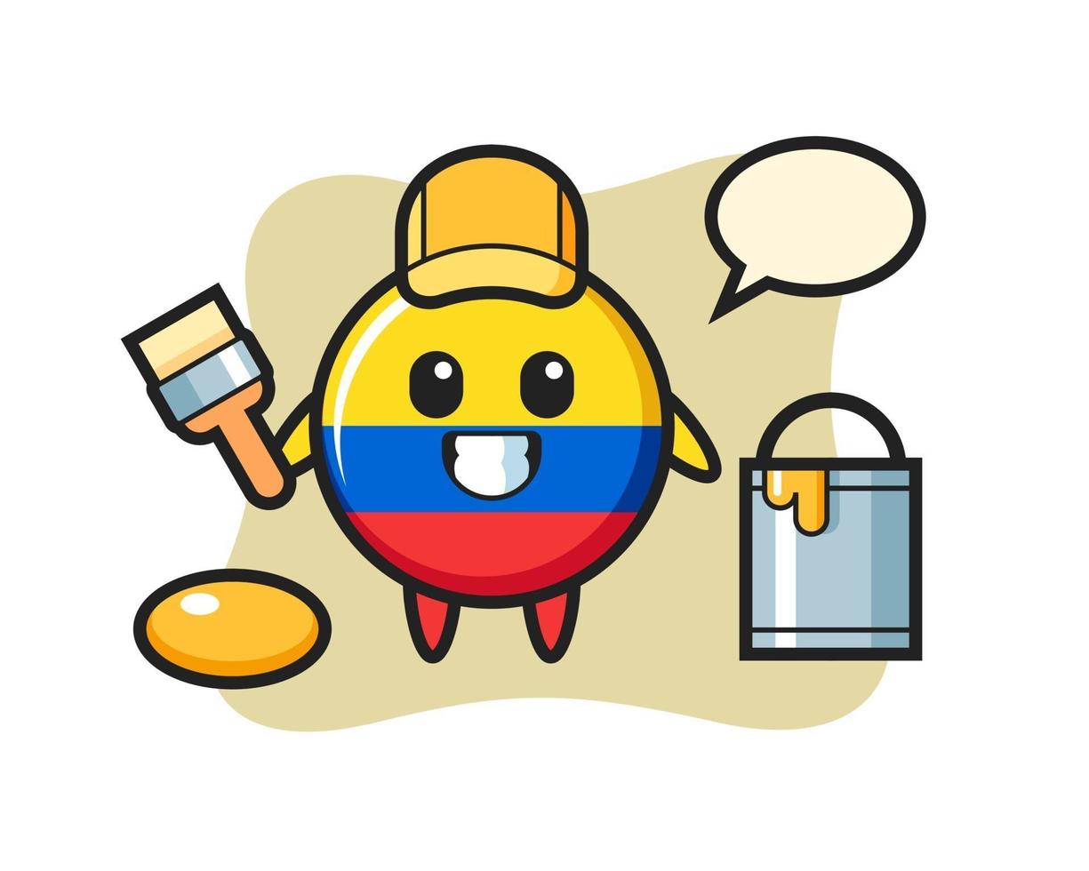 Character Illustration of colombia flag badge as a painter vector