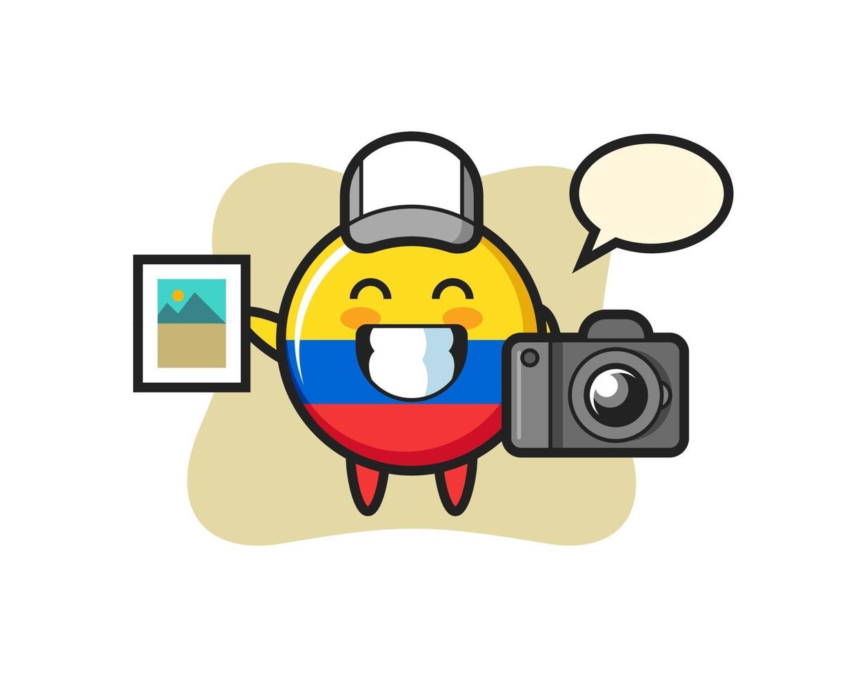 Character Illustration of colombia flag badge as a photographer vector