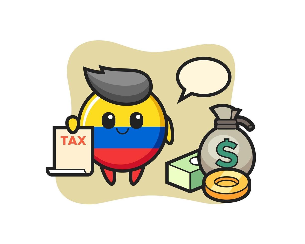Character cartoon of colombia flag badge as a accountant vector
