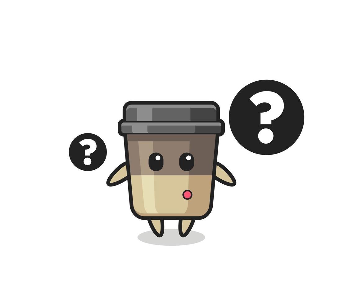Cartoon Illustration of coffee cup with the question mark vector