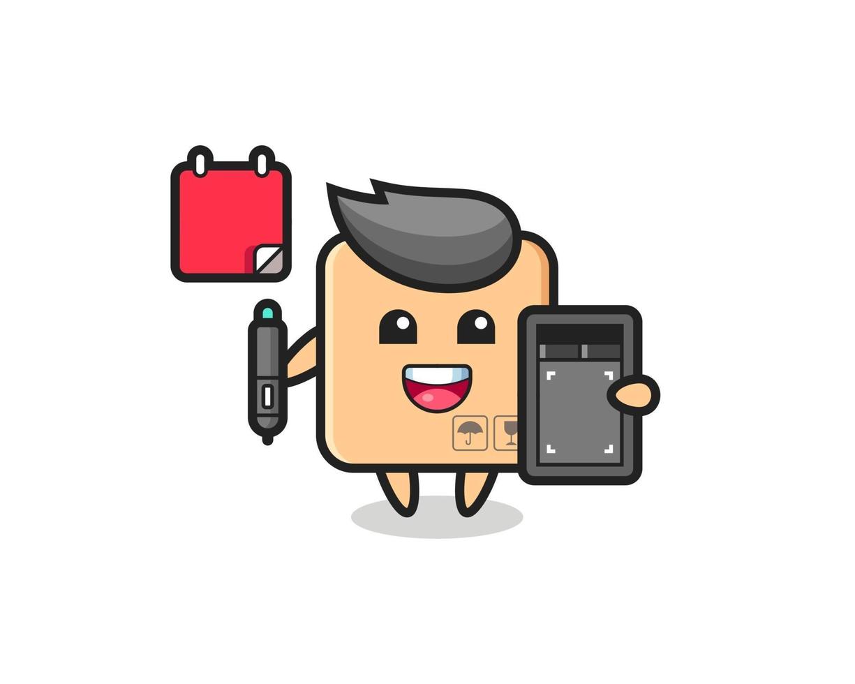 Illustration of cardboard box mascot as a graphic designer vector