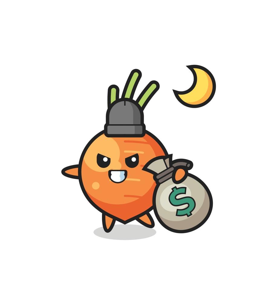 Illustration of carrot cartoon is stolen the money vector