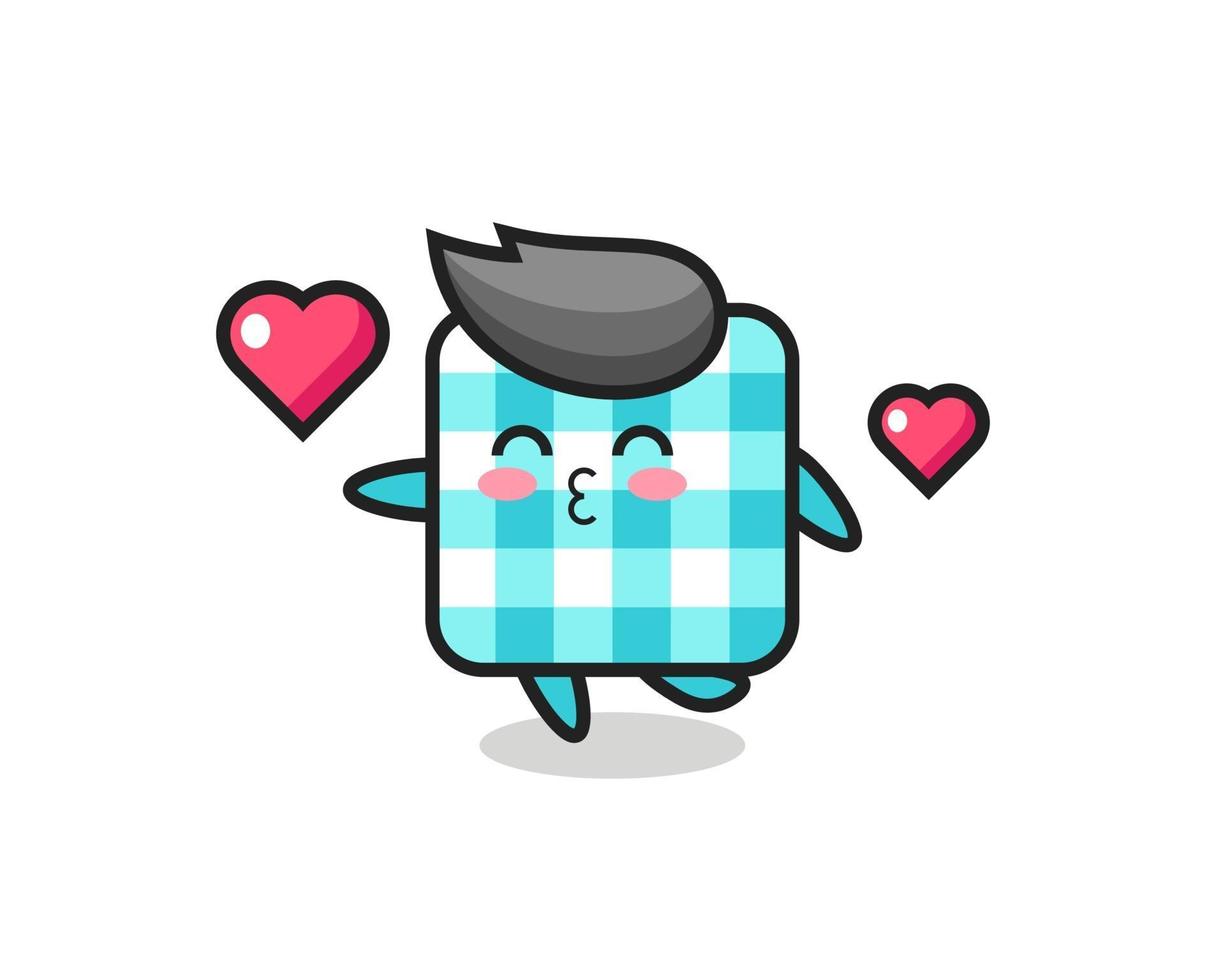 checkered tablecloth character cartoon with kissing gesture vector