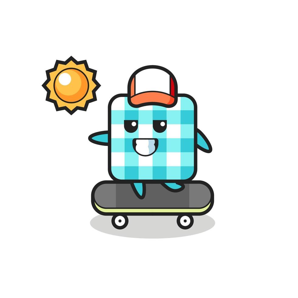 checkered tablecloth character illustration ride a skateboard vector