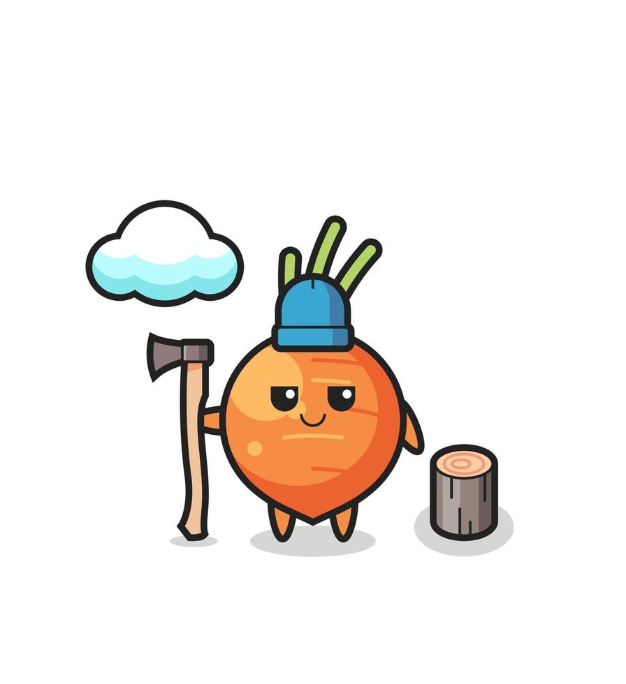 Character cartoon of carrot as a woodcutter vector