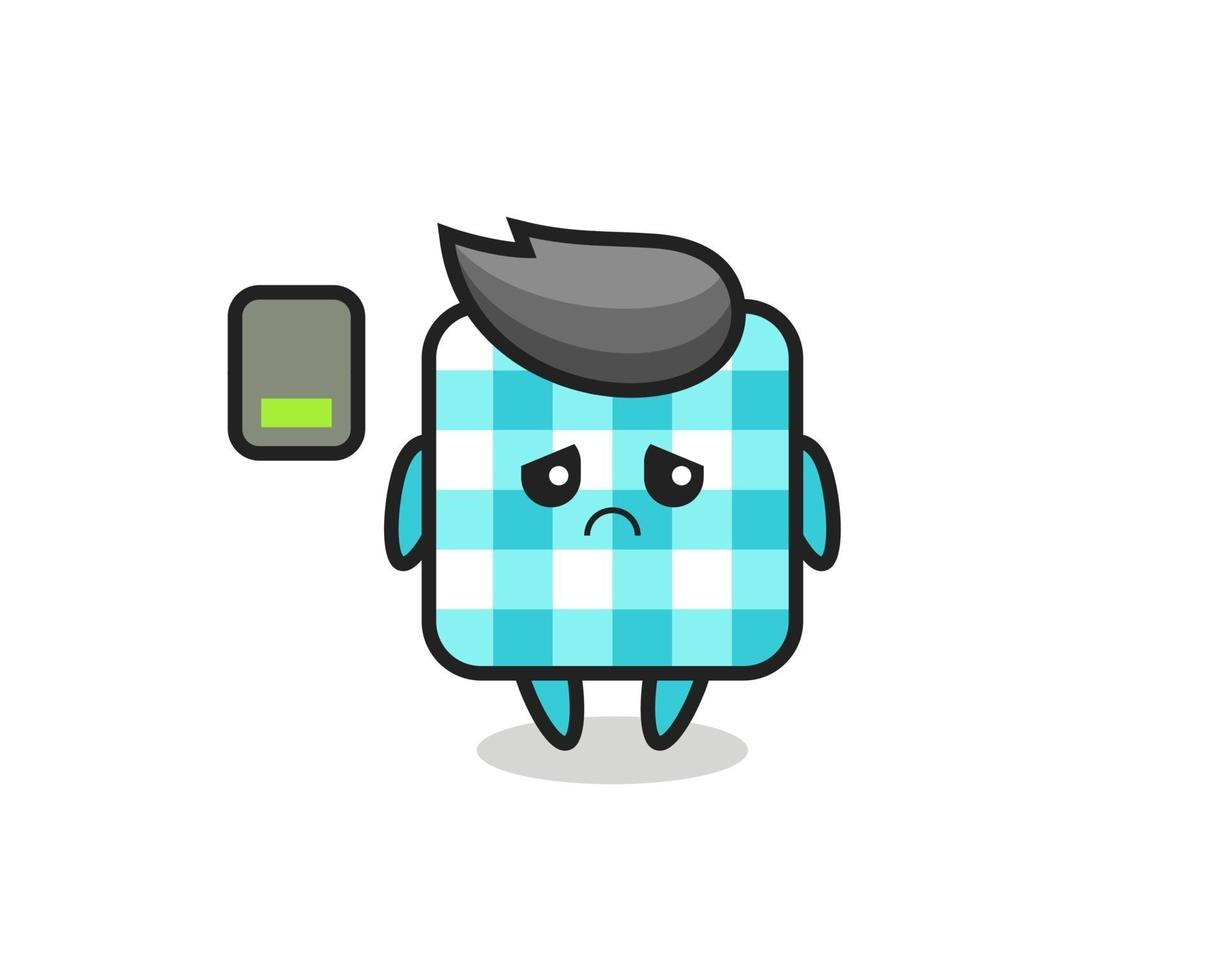 checkered tablecloth mascot character doing a tired gesture vector