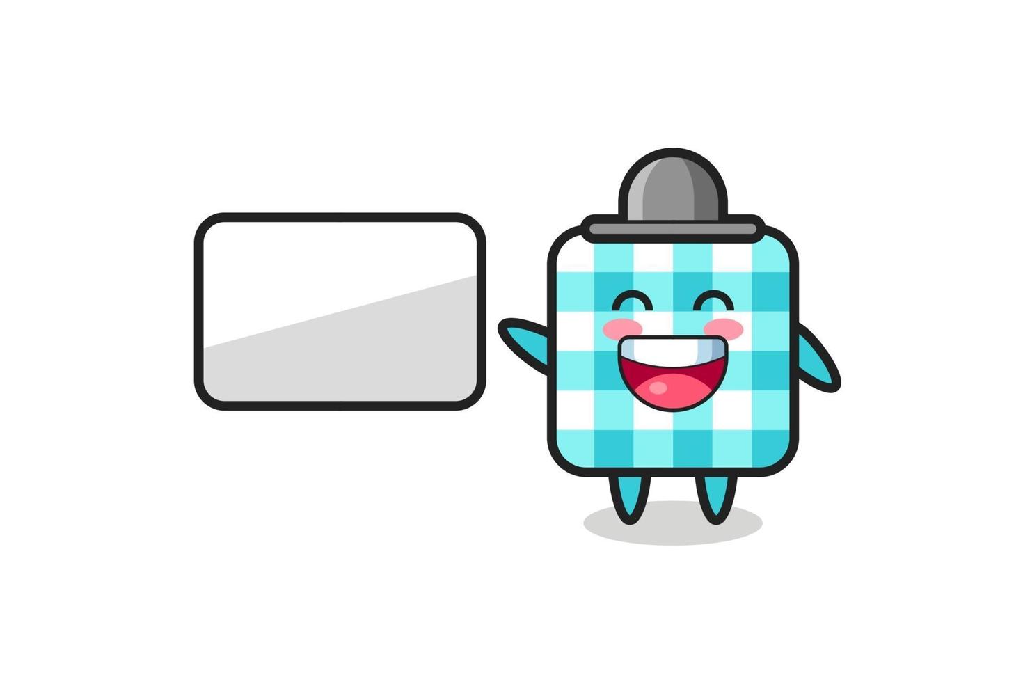 checkered tablecloth cartoon illustration doing a presentation vector