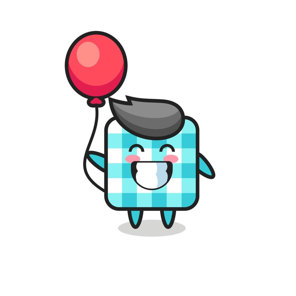 checkered tablecloth mascot illustration is playing balloon vector