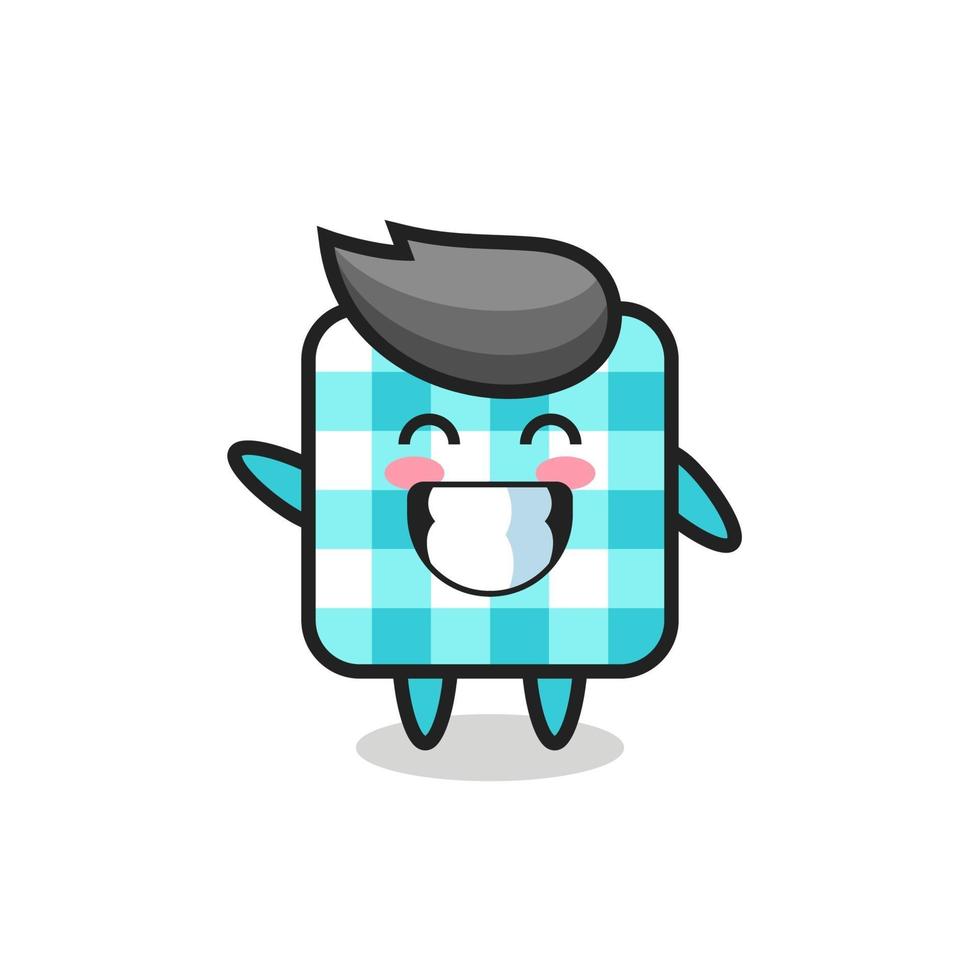checkered tablecloth cartoon character doing wave hand gesture vector